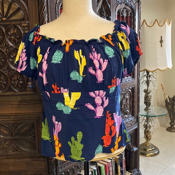 Collectif Tops - Modcloth Collectif pinup 40s 50s Cactus western top Blouse XL 12